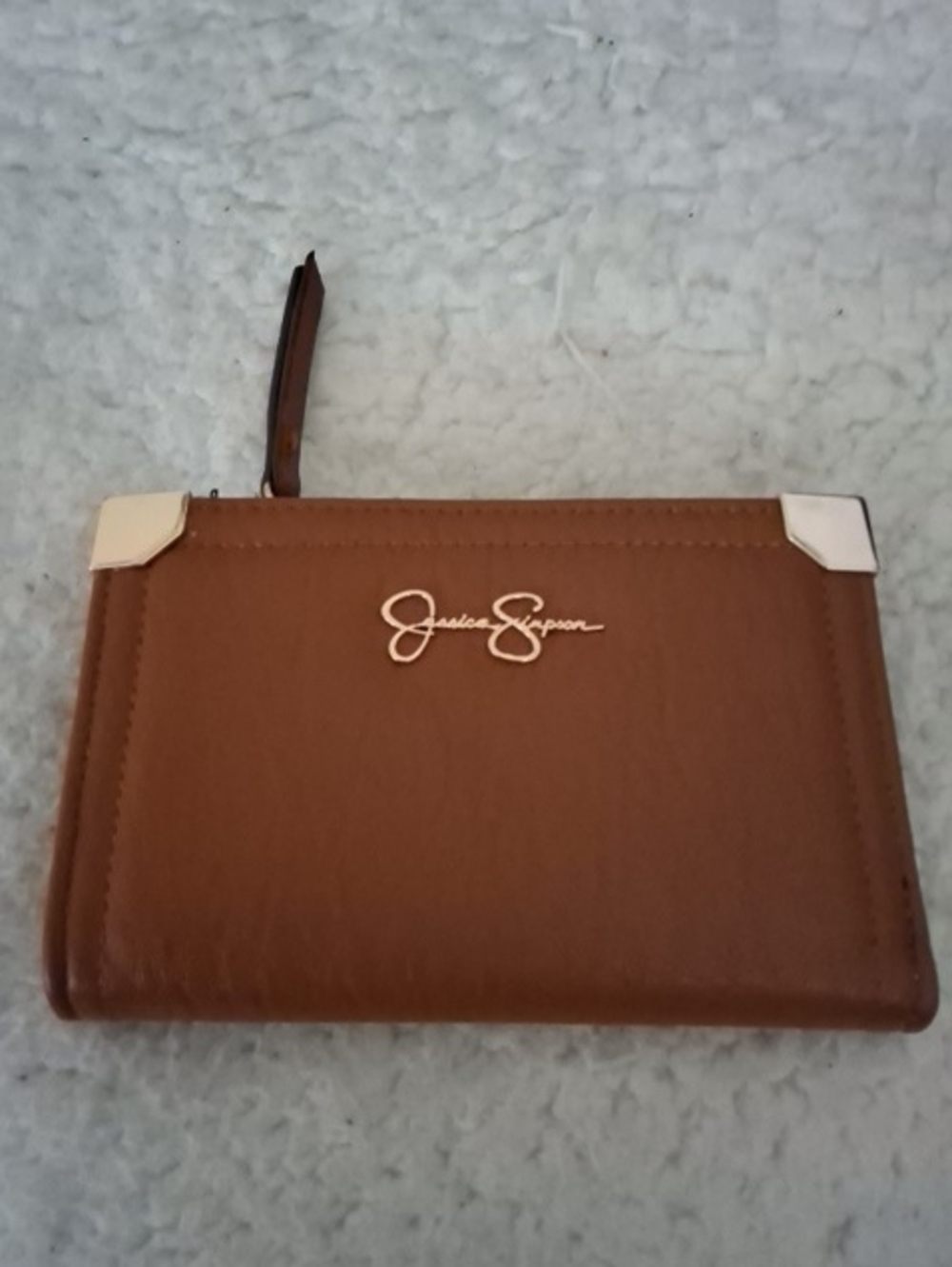 Jessica Simpson Brown Clutch Wallet 1 Zip, Cards, 2 Magnet Snap.  Never Used